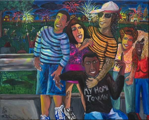 Michelangelo Lovelace 4th of July Celebration, 2014 Acrylic on Canvas 41 1/2 x 50 1/2 inches