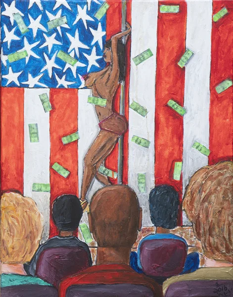 Michelangelo Lovelace Make It Rain In The USA, 2016 Acrylic on Canvas 30 x 23 inches