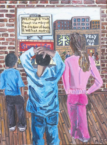 Michelangelo Lovelace The Viewing, 2015 Acrylic on Canvas 30 x 22 1/2 inches