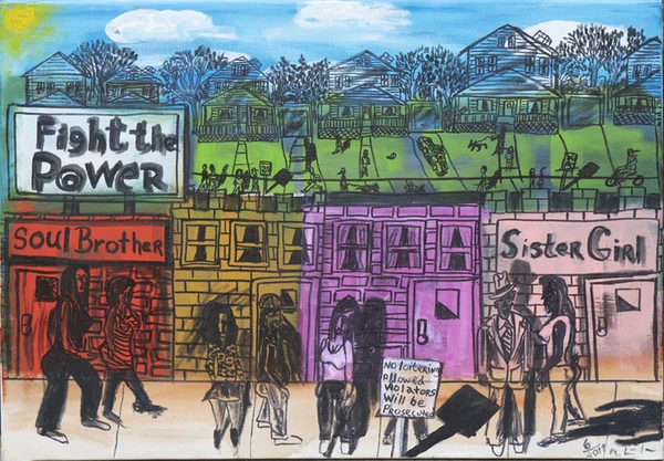 Michelangelo Lovelace Brothers and Sisters, 2017 Ink and Acrylic on Canvas 31 x 24 inches