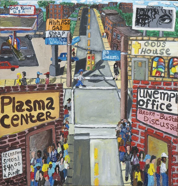 Michelangelo Lovelace At the Intersection of Big Dreams and Poverty, 2009 Acrylic on Textured Canvas 24 x 23 inches