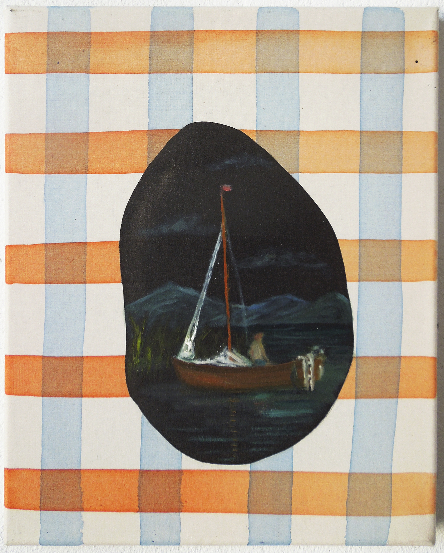 Isabelle Fein Untitled (Pause), 2018 India ink and oil on canvas 11 3/4 x 9 1/2 inches