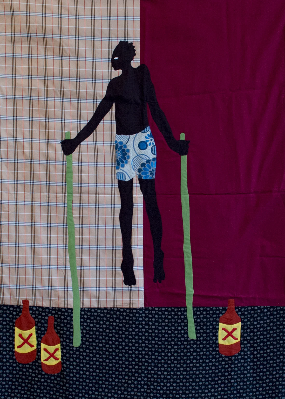 Christopher Myers Alcohol Stilts, 2018 Appliqué Fabric 72 x 48 inches