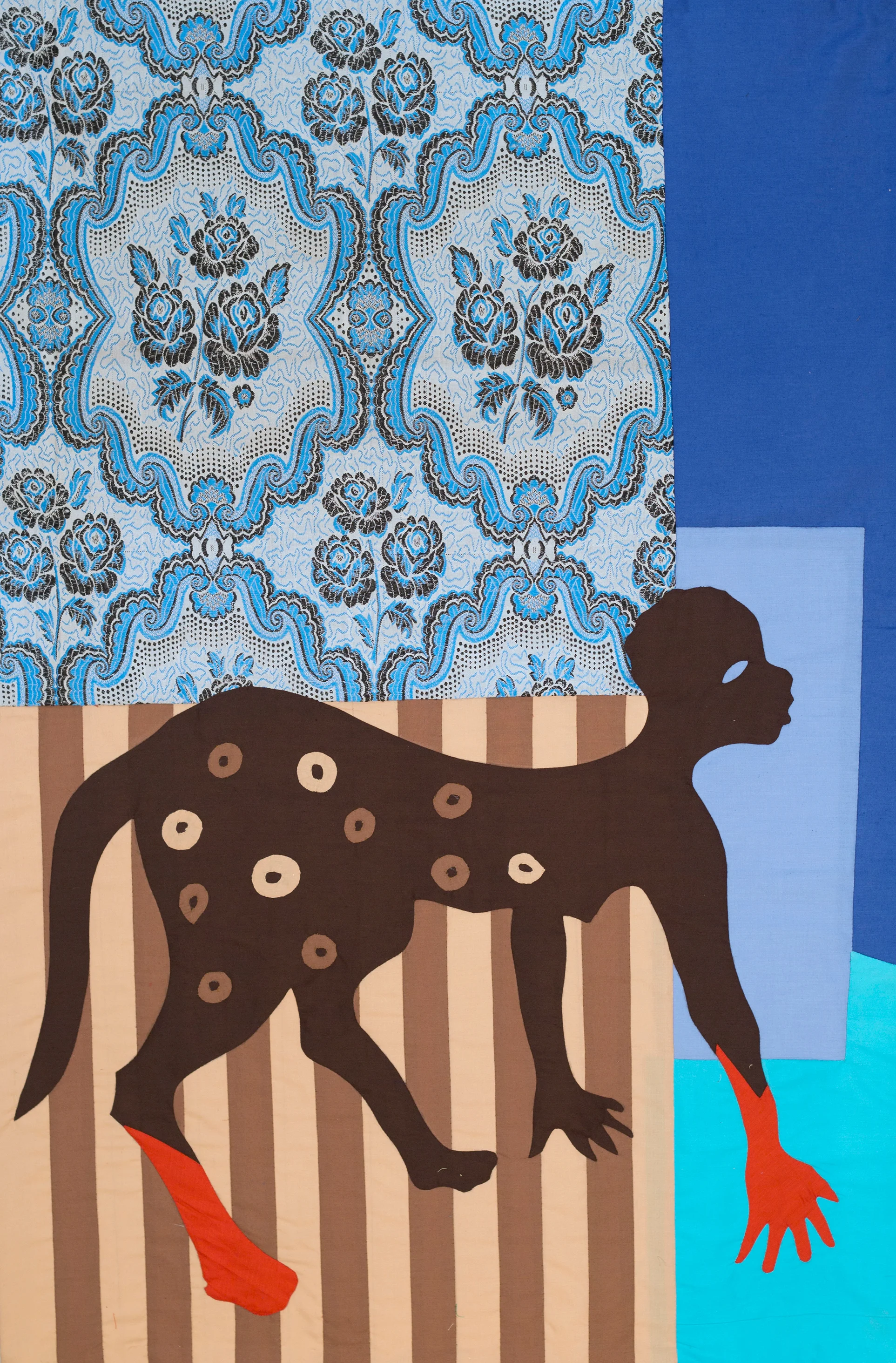 Christopher Myers Walking Catman, 2017 Appliqué Fabric 57 1/2 x 37 inches