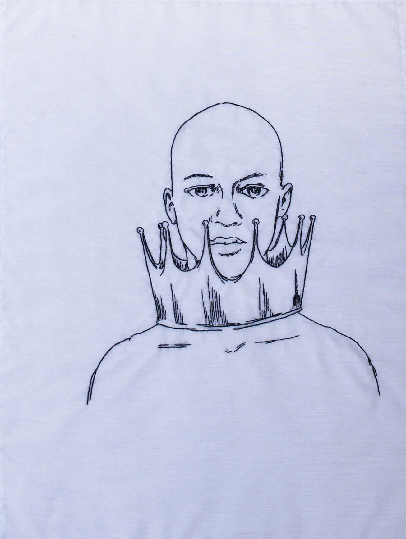 Christopher Myers Crown Too Big, 2016 Embroidered Fabric 18 1/2 x 14 inches