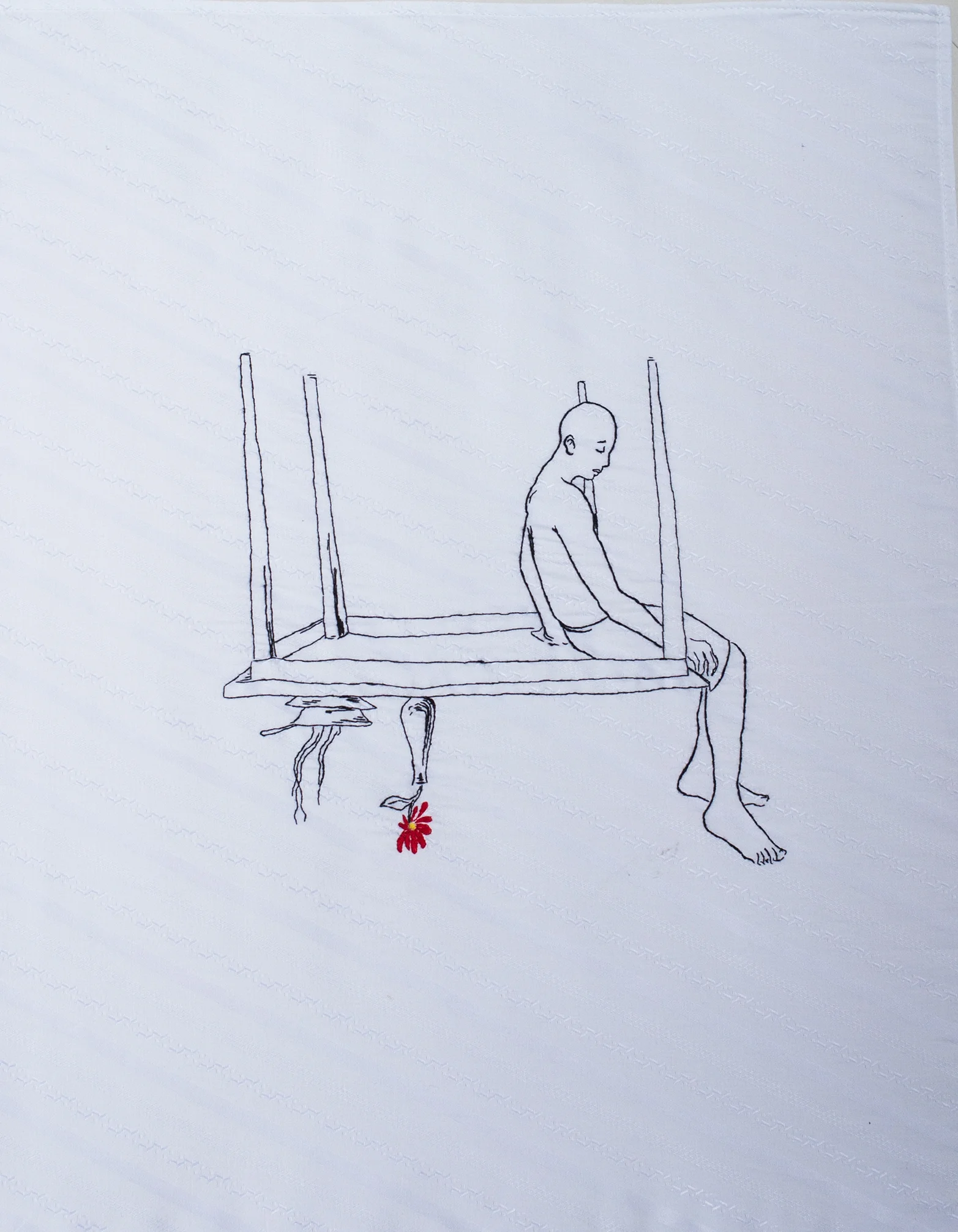 Christopher Myers Tables Are Turned, 2016 Embroidered Fabric 19 x 13 1/2 inches