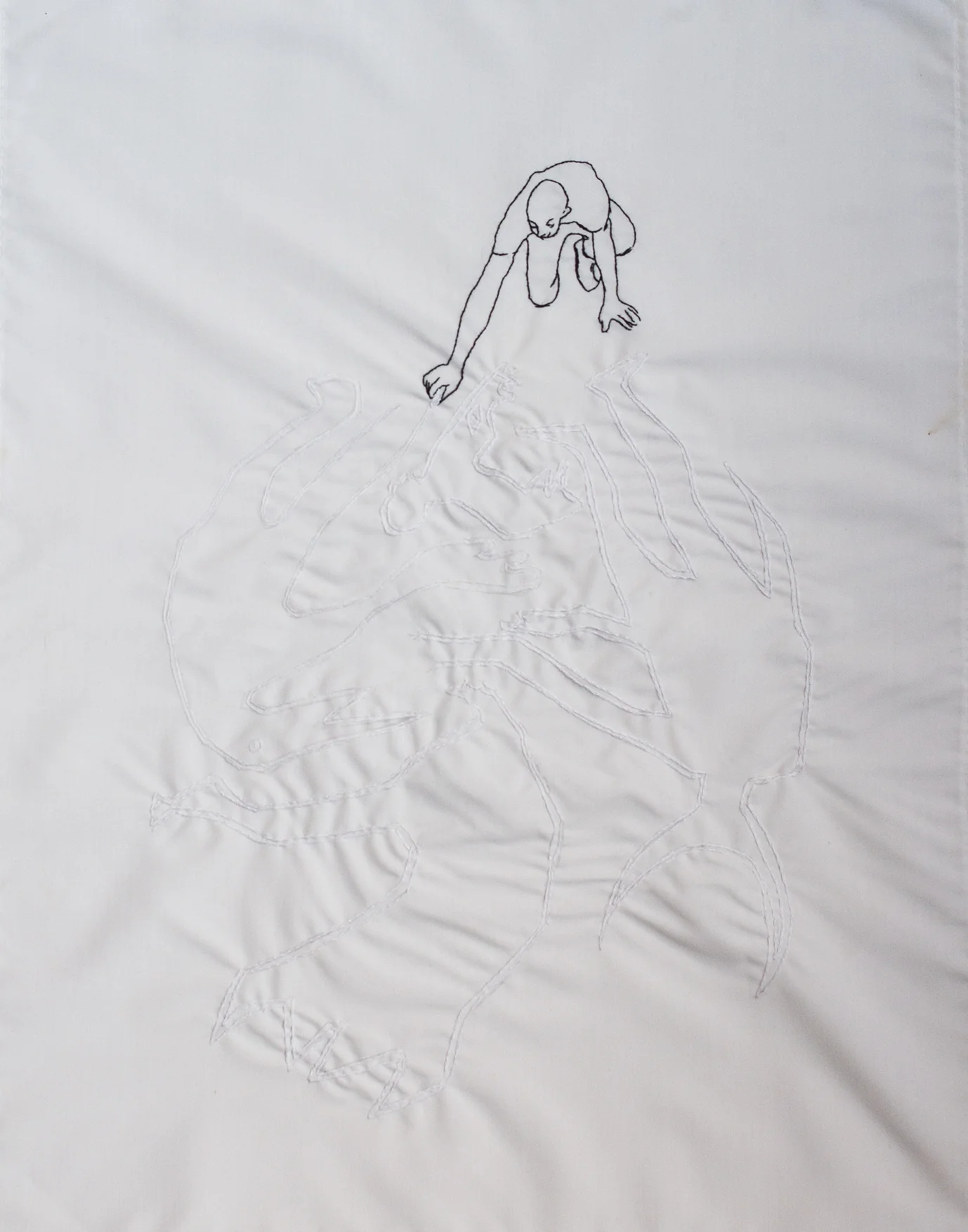 Christopher Myers Chalk Outline, 2016 Embroidered Fabric 18 1/2 x 14 1/2 inches