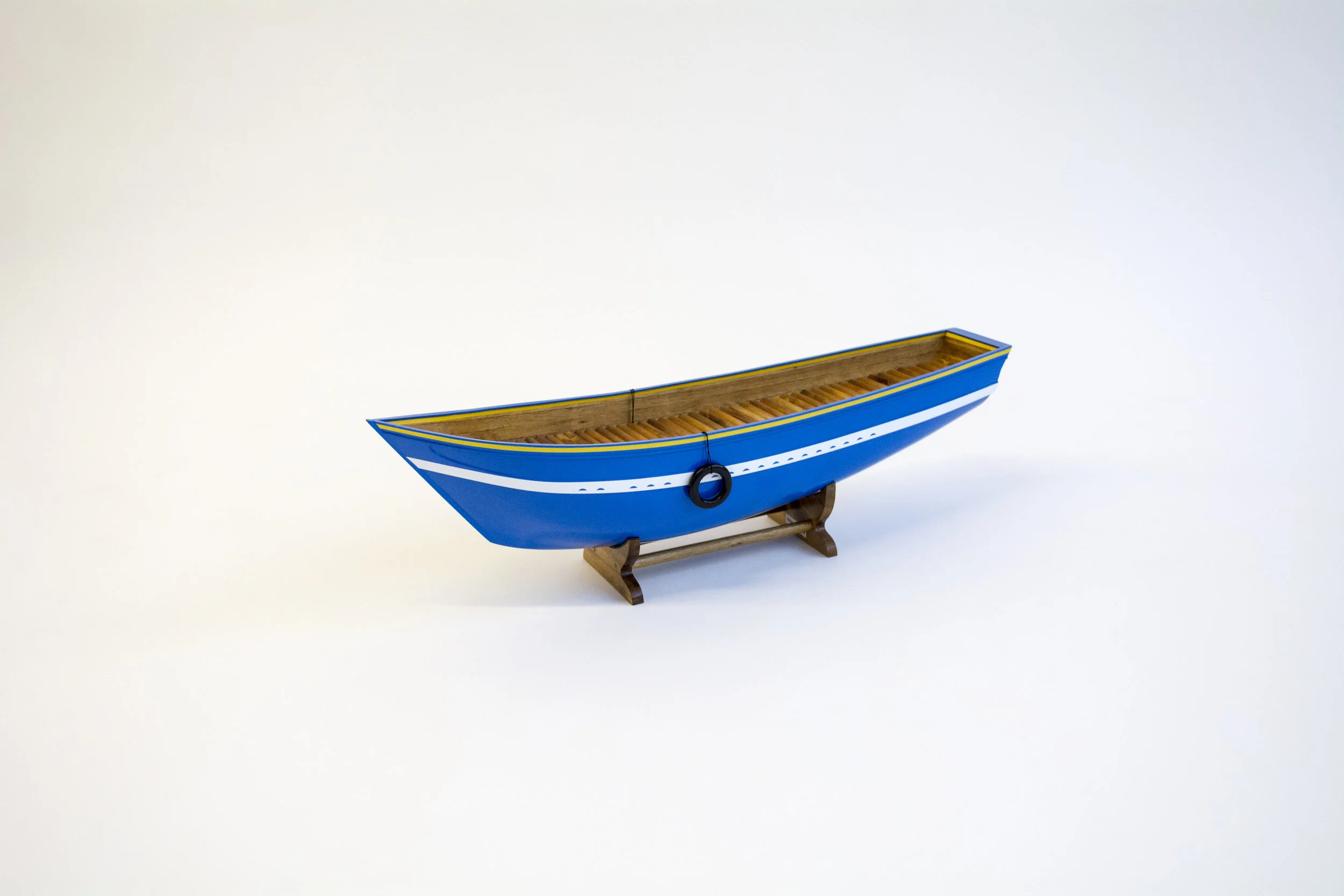 Christopher Myers Mediterranean 2016, 2018 Wood, Lacquer, Textile 8 x 6 1/2 x 24 1/2 inches