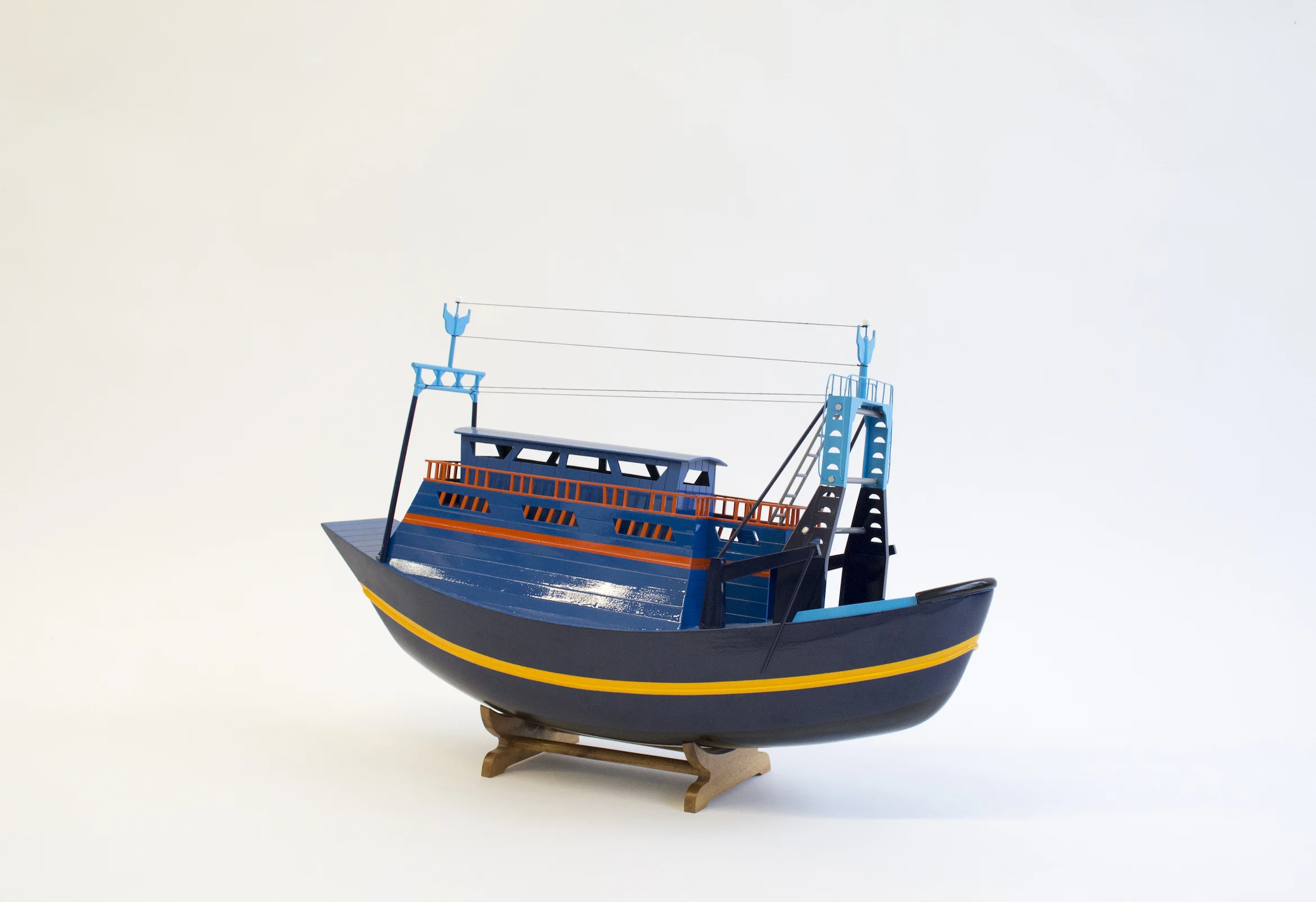 Christopher Myers Mediterranean 2014, 2018 Wood, Lacquer, Textile, Metal 18 x 8 1/2 x 28 inches