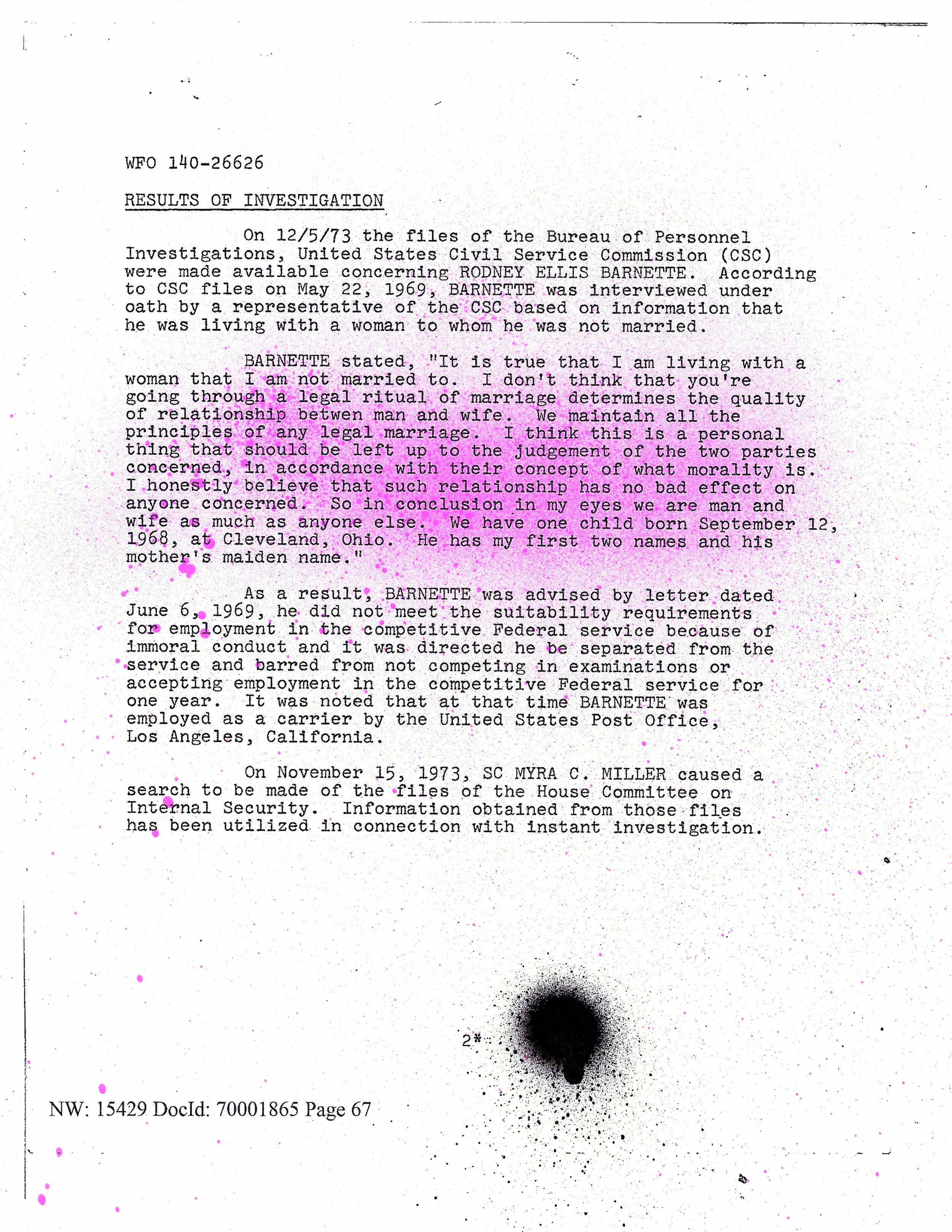 Sadie Barnette My Father's FBI File: Government Employees Installation, 2017 Archival Pigment Print 24 3/4 x 19 3/4 inches (Framed)
