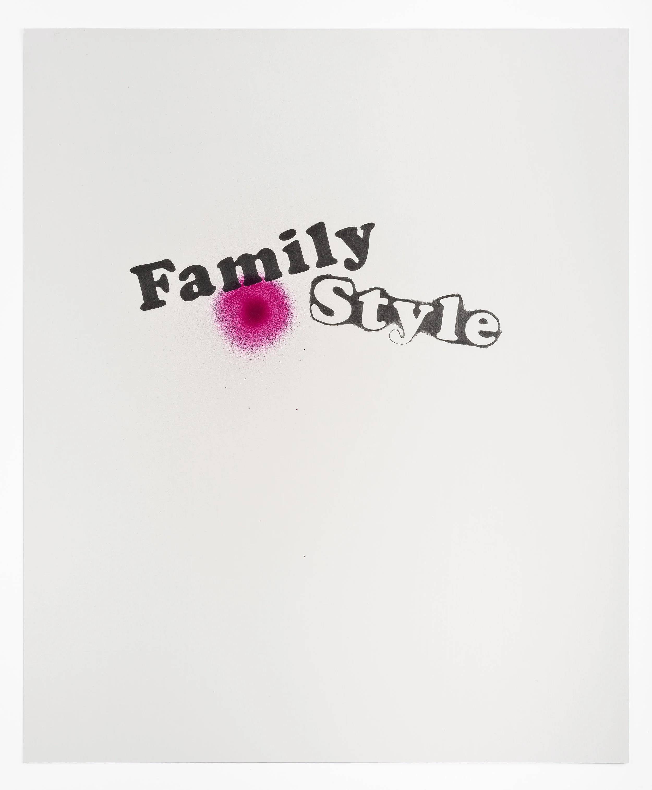 Sadie Barnette Untitled (Family Style), 2017 Graphite and Aerosol Paint on Paper 19 1/2 x 16 1/2 inches (Framed)