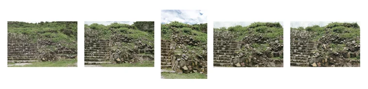 Ana Mendieta Burial Pyramid, 1974 (Estate print 2010) Suite of five estate color photographs Edition 5 of 10 20 x 26 x inches (Four Framed) 26.5 x 19.5 x inches (One Framed) Estate of Ana Mendieta Collection LLC and Galerie Lelong & Co., New York