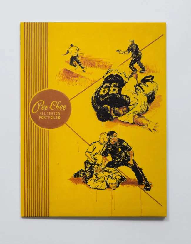 Patrick Martinez Po-lice Misconduct Misprint, Lost Colors Series (natural yellow), Pigment print on paper, double-sided, signed and numbered on right interior flap, Edition of 30, 12 x 9 inches, 2016