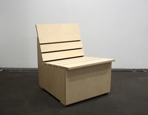 Mary Heilmann Beige Chair #1, 2018 Unpainted wood with polyurethane clear coat 26 x 20 x 24 1/4 inches