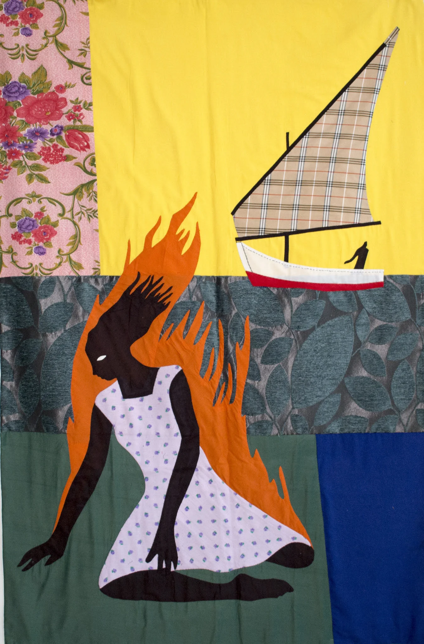 Christopher Myers Medea On Fire, 2019 Appliqué Fabric 72 x 48 inches
