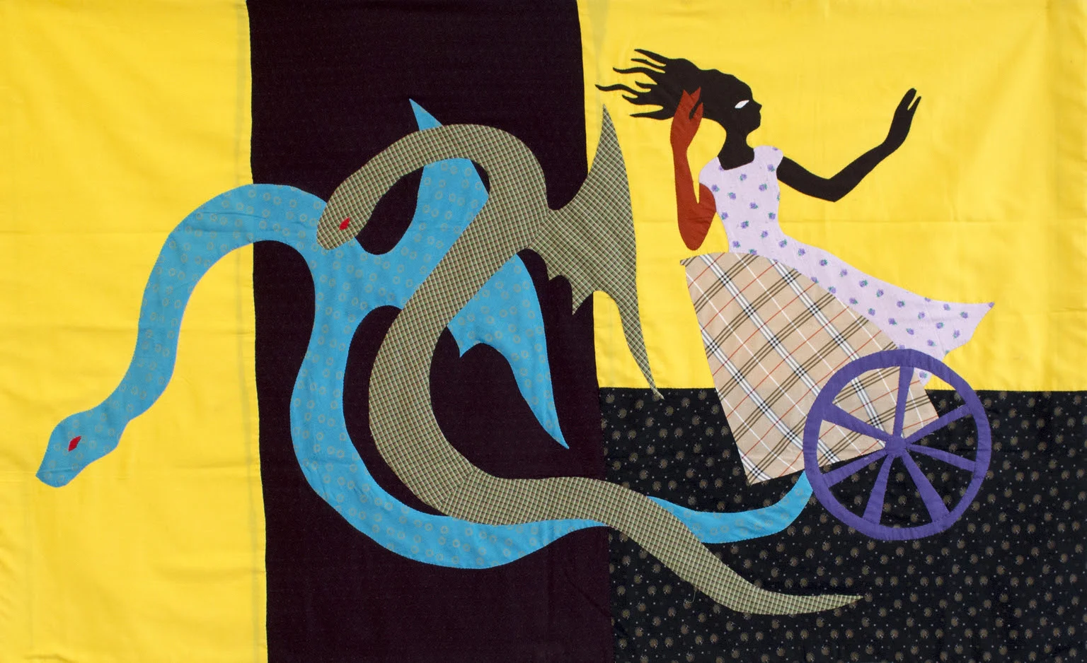 Christopher Myers Medea and Dragon Chariot, 2019 Appliqué Fabric 48 x 72 inches