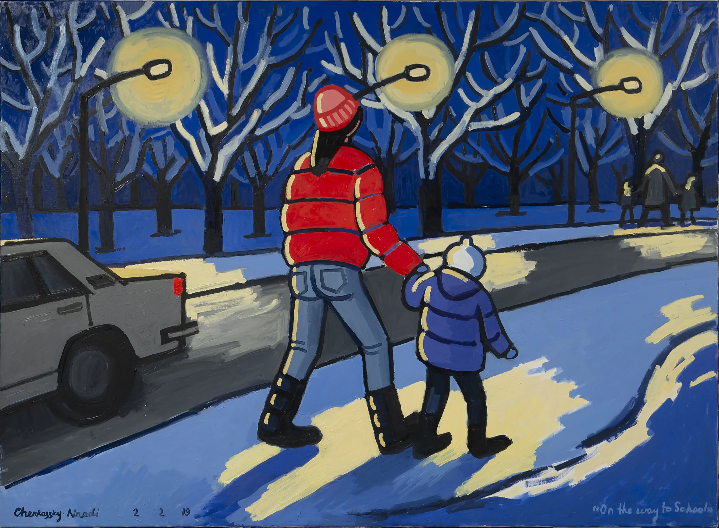 Zoya Cherkassky On the Way to School, 2019 Oil on linen 43.25 x 59 in.