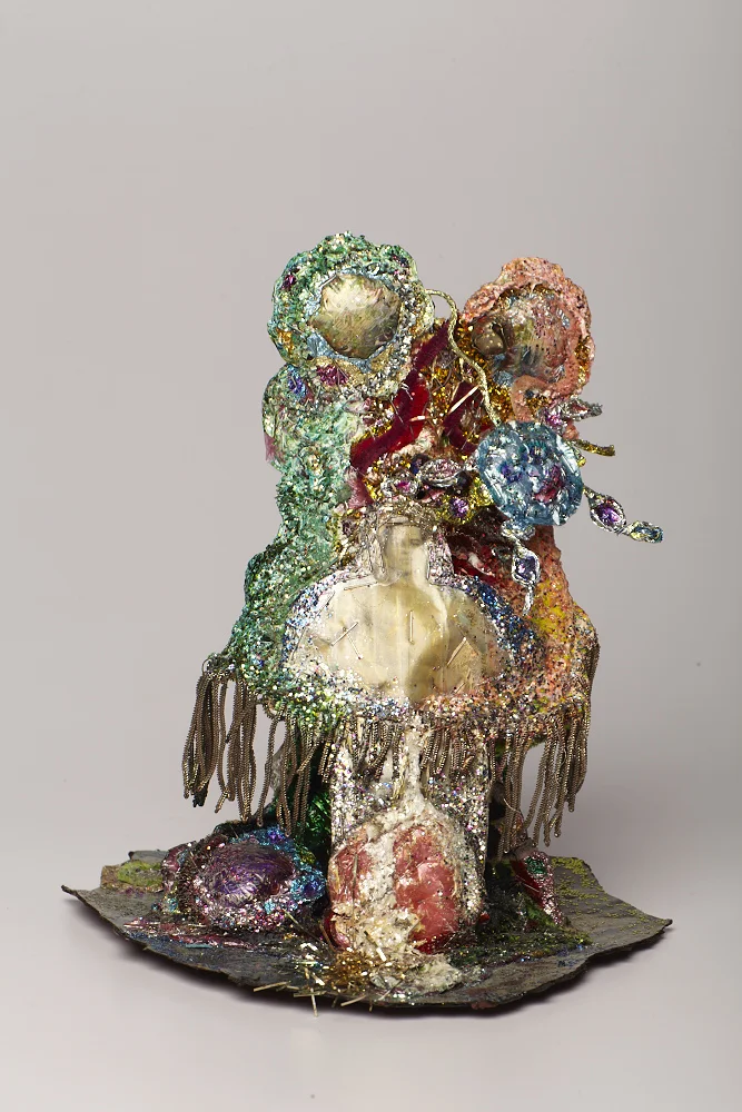 Thomas Lanigan-Schmidt Knick Knack (Untitled), 1970 Plastic wrap, linoleum, glitter, cellophane, staples, acrylic paint, found objects, and other media 10 x 8 x 10 in. Courtesy of the artist and Pavel Zoubok Fine Art, New York