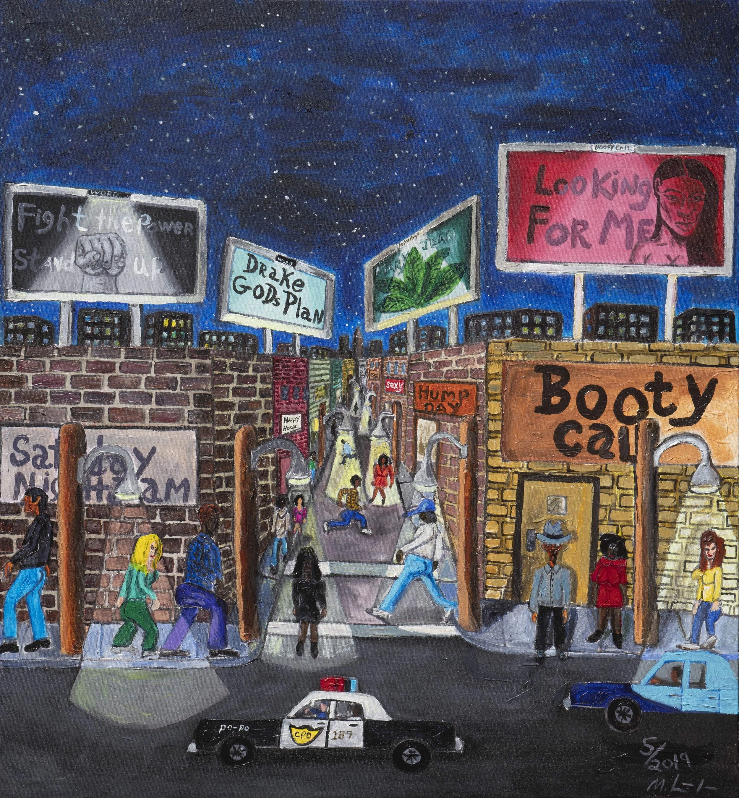 Michelangelo Lovelace Late Night Rendezvous, 2019 Acrylic on canvas 39 x 36 inches