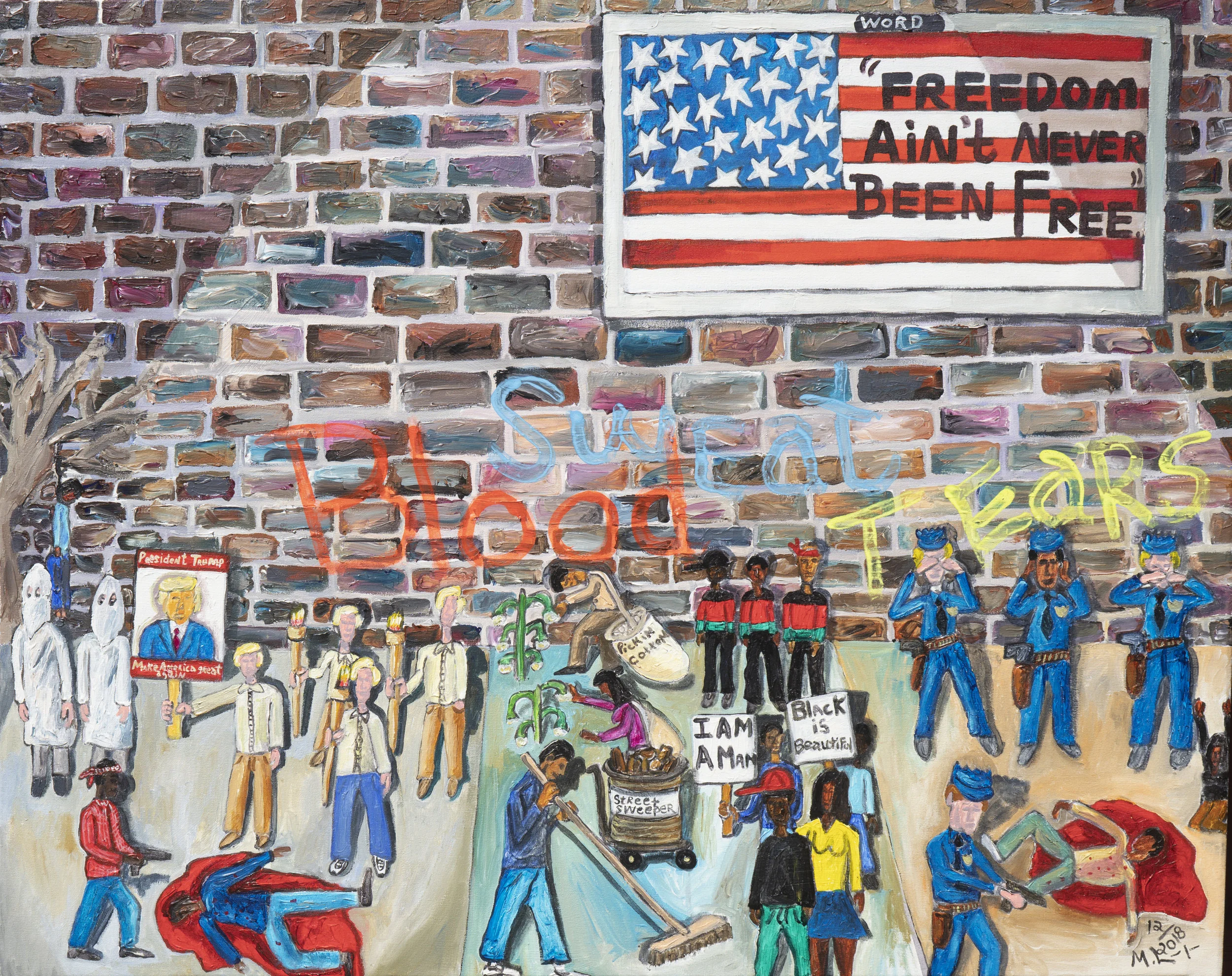 Michelangelo Lovelace The Price For Freedom In America, 2018 Acrylic on canvas 40 x 51 1/4 inches