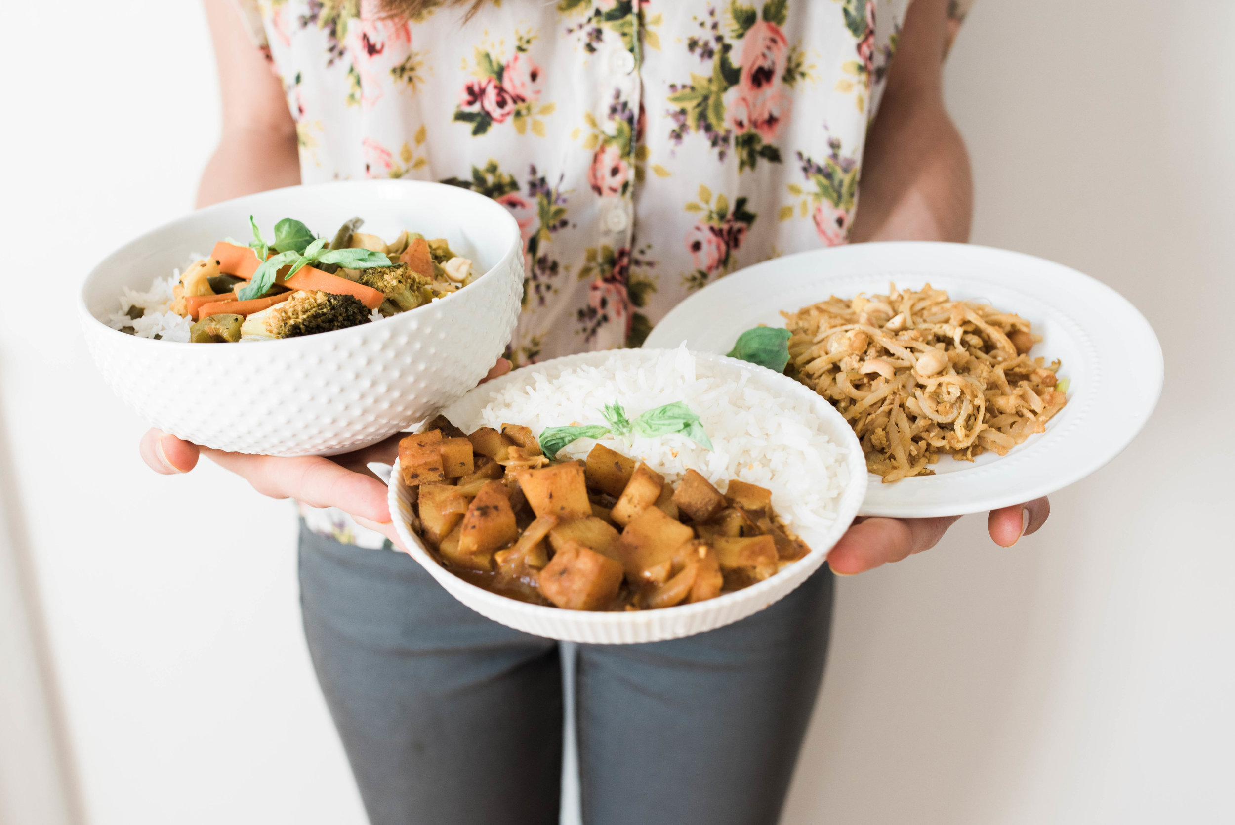 From left to right: Panang Veggie Curry , Massaman Curry , and Pad Thai (Click on dish for recipe)