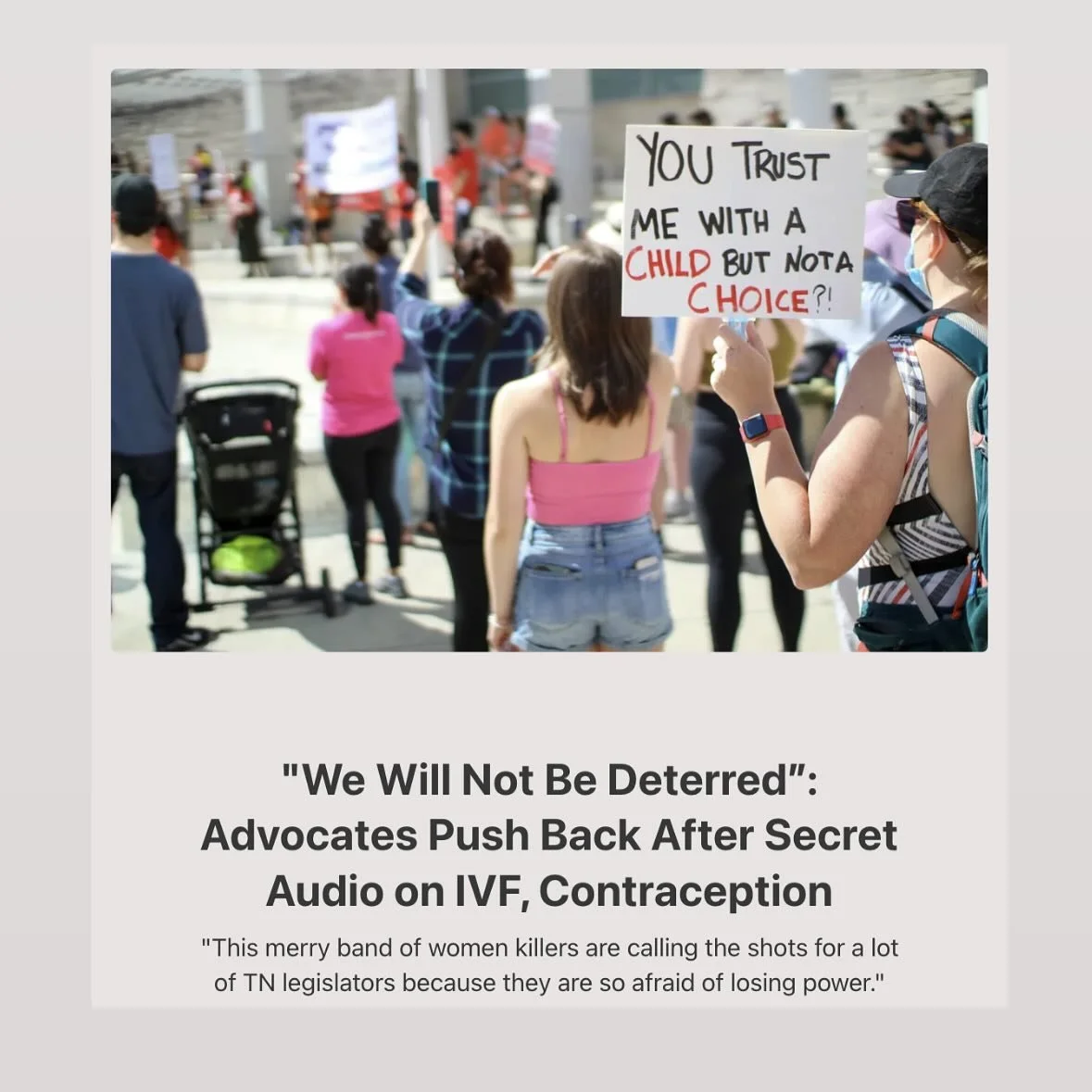 Tennessee advocates do not give up easily. Here&rsquo;s what they had to say about the recently since deleted audio of anti-abortion and anti-fertility folks.

Read the article at TNReproNews.com or visit link in stories.