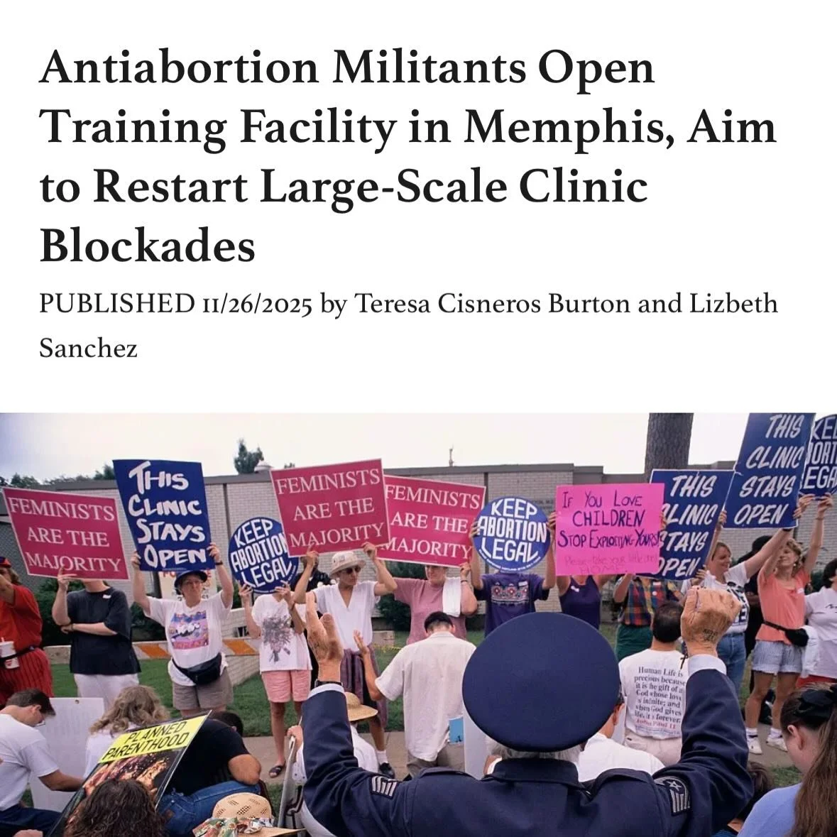 TN ANTI ABOBO ACTION ALERT ‼️ 

Anti abortion extremists have turned beloved Hispanic church Iglesia Bella Vista in Memphis into an anti-abortion activist training camp. Ms Magazine first reported the news and we&rsquo;ll have more to report after&nb