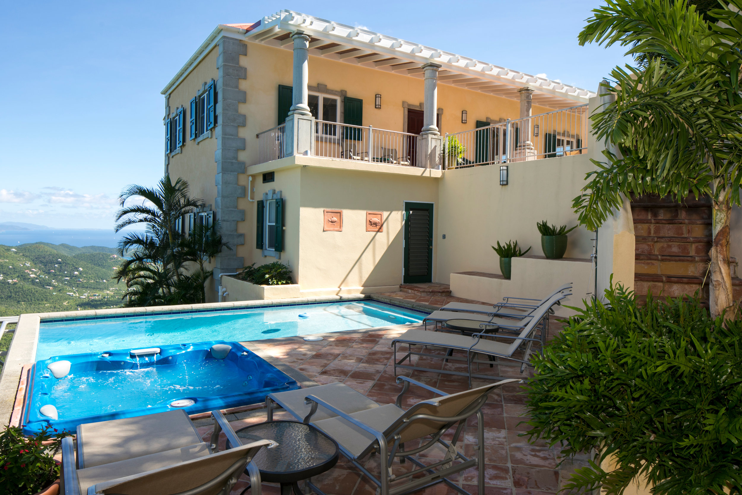 The lower level pool and hot tub have an unobstructed view as well.