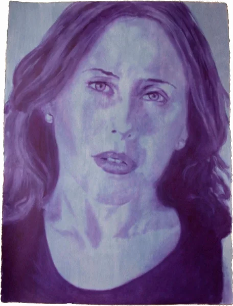 Study for “SYNERGISTIC ADVERSARIES: Lisa Applebaum, Collector,” Oil on Gessoed Paper, 30” h x 22” w, 2002