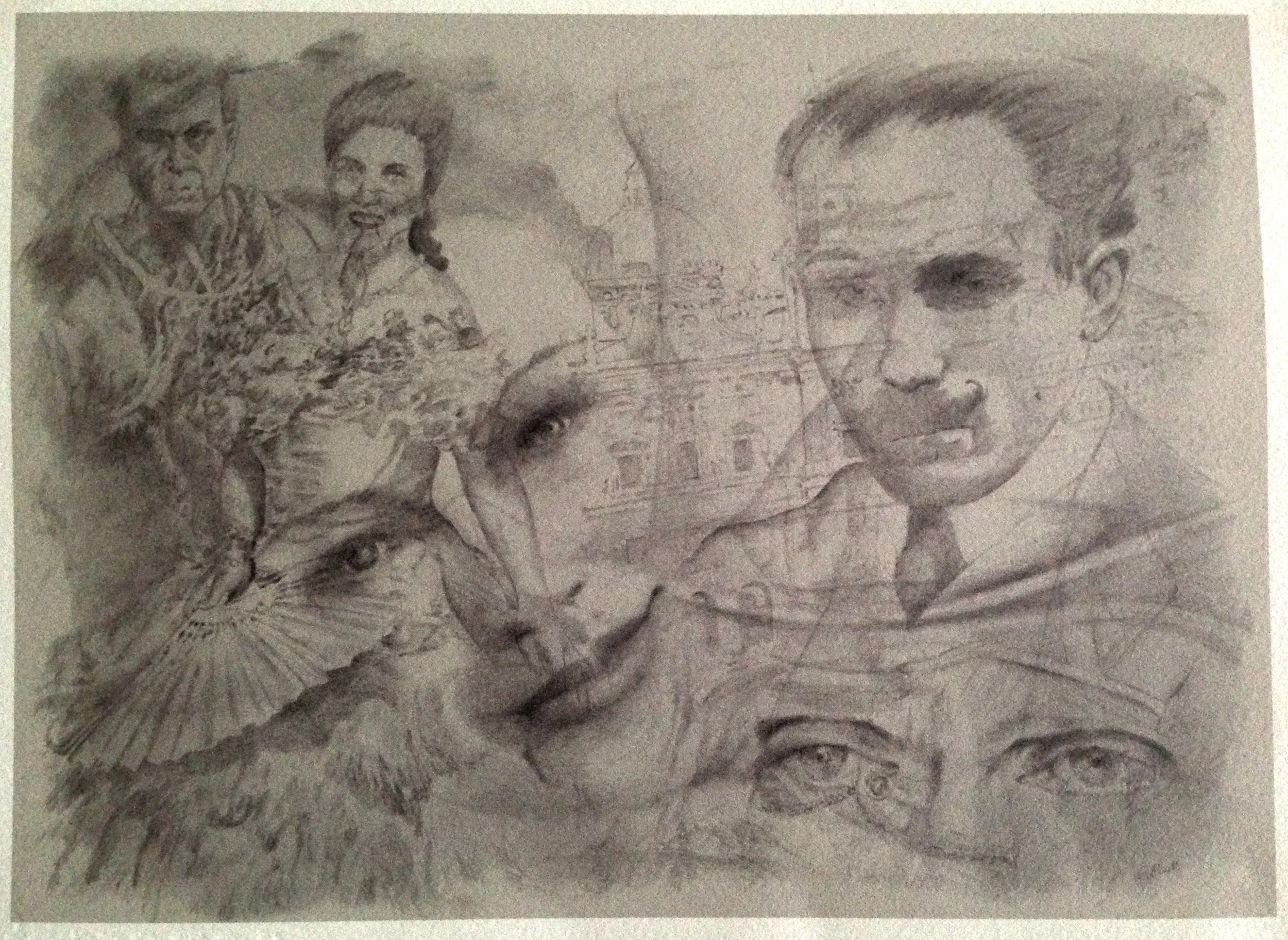"COLLISION: Scenes from a Playbill," Graphite on Paper, 2001