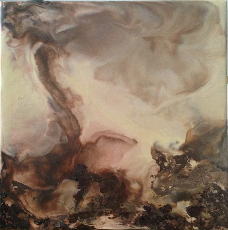"Ruminations #5: Maelstrom," Encaustic with Oil on Wood Panel, 10h"x10w," 2015