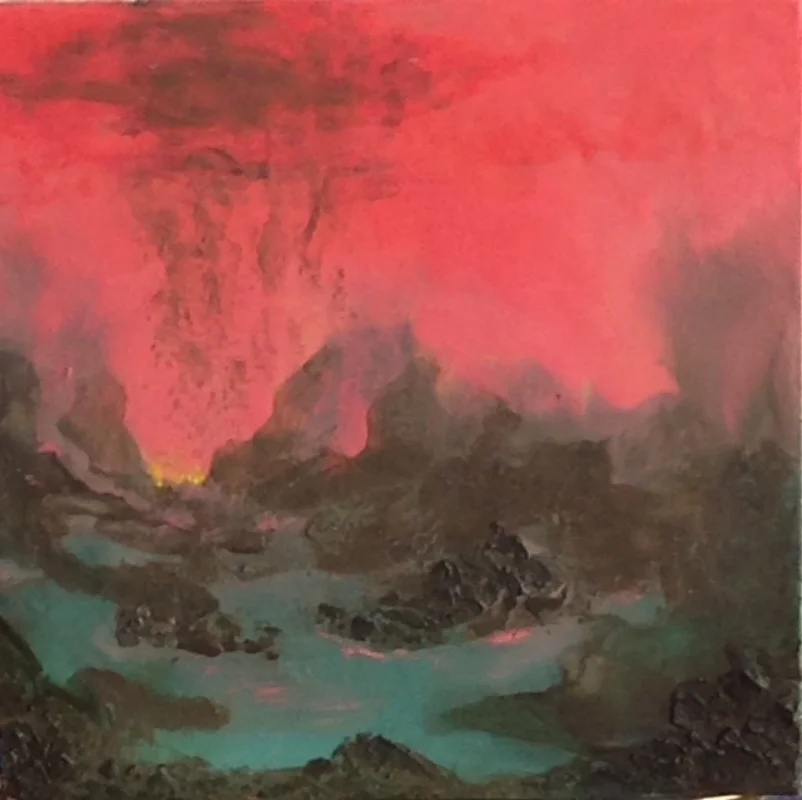 "Ruminations #9: Storm Brewing," Encaustic with Oil on Wood Panel, 10h"x10w," 2015