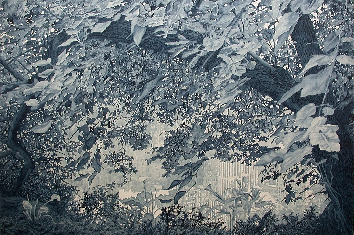 "GLOBAL WARMING 2°: NY Story circa 21st Century # 3," Oil on Canvas, 48"h x 72"w, 2008