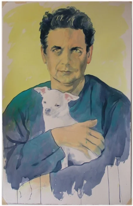 "Massimo Audiello & Blanche," Acrylic on Paper, 40" h x 26" w, 2003