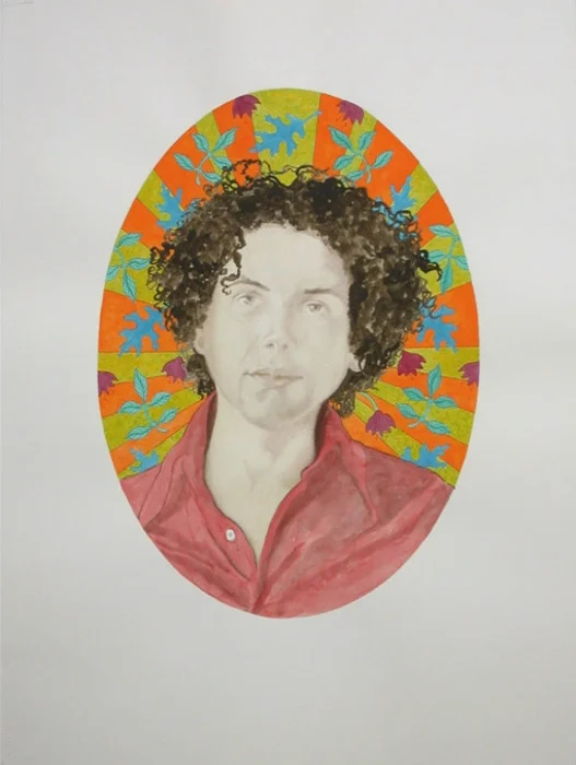 "CAMEO: Calum Stephenson • Collector • 3 / 26 / 03," Watercolor, Colored Pencil, Acrylic Ink on Paper, 30” h x 22” w, 2003