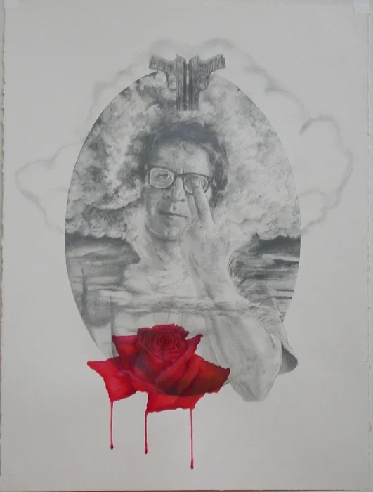 "CAMEO: Robert Longo • Artist," Graphite, Watercolor, Colored Pencil on Paper, 30” h x 22” w, 2003