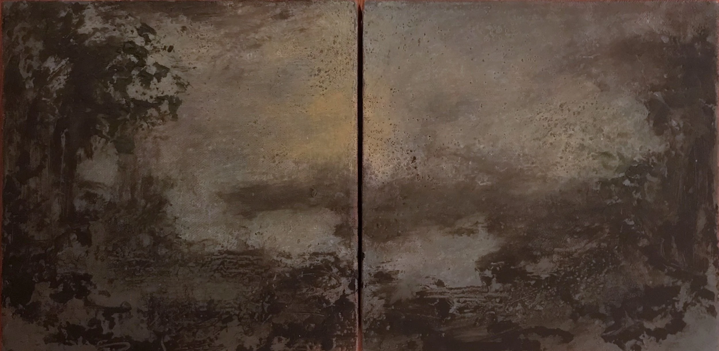 "EVOCATIONS," Encaustic with Oil on Wood Panels, Diptych, 8"x 8" each panel