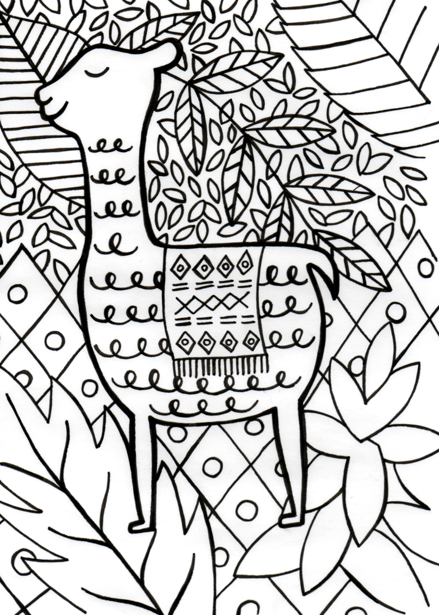 Llama coloring sheet