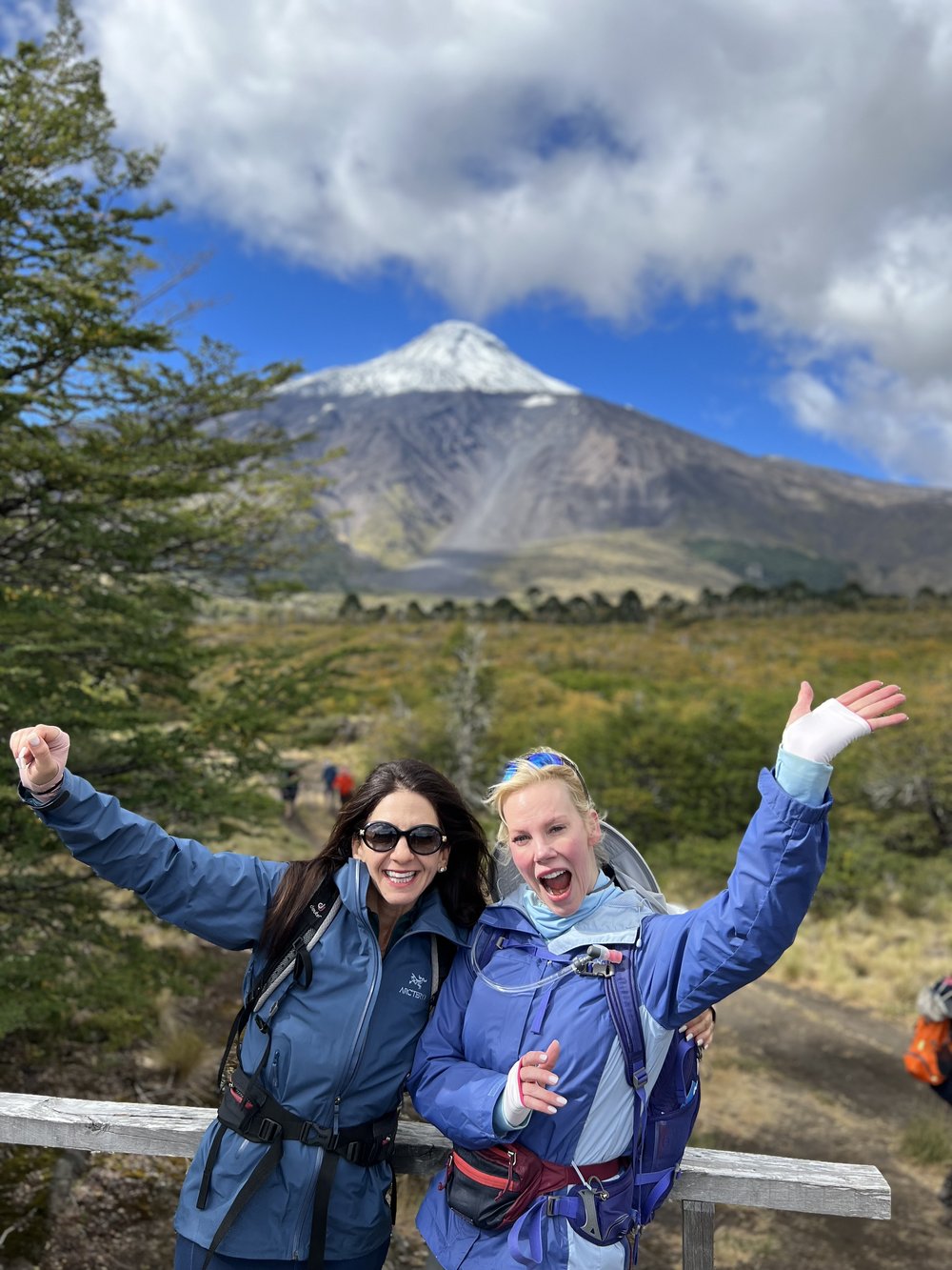 Debra and one of her best friends, Tracy, hiking Chile