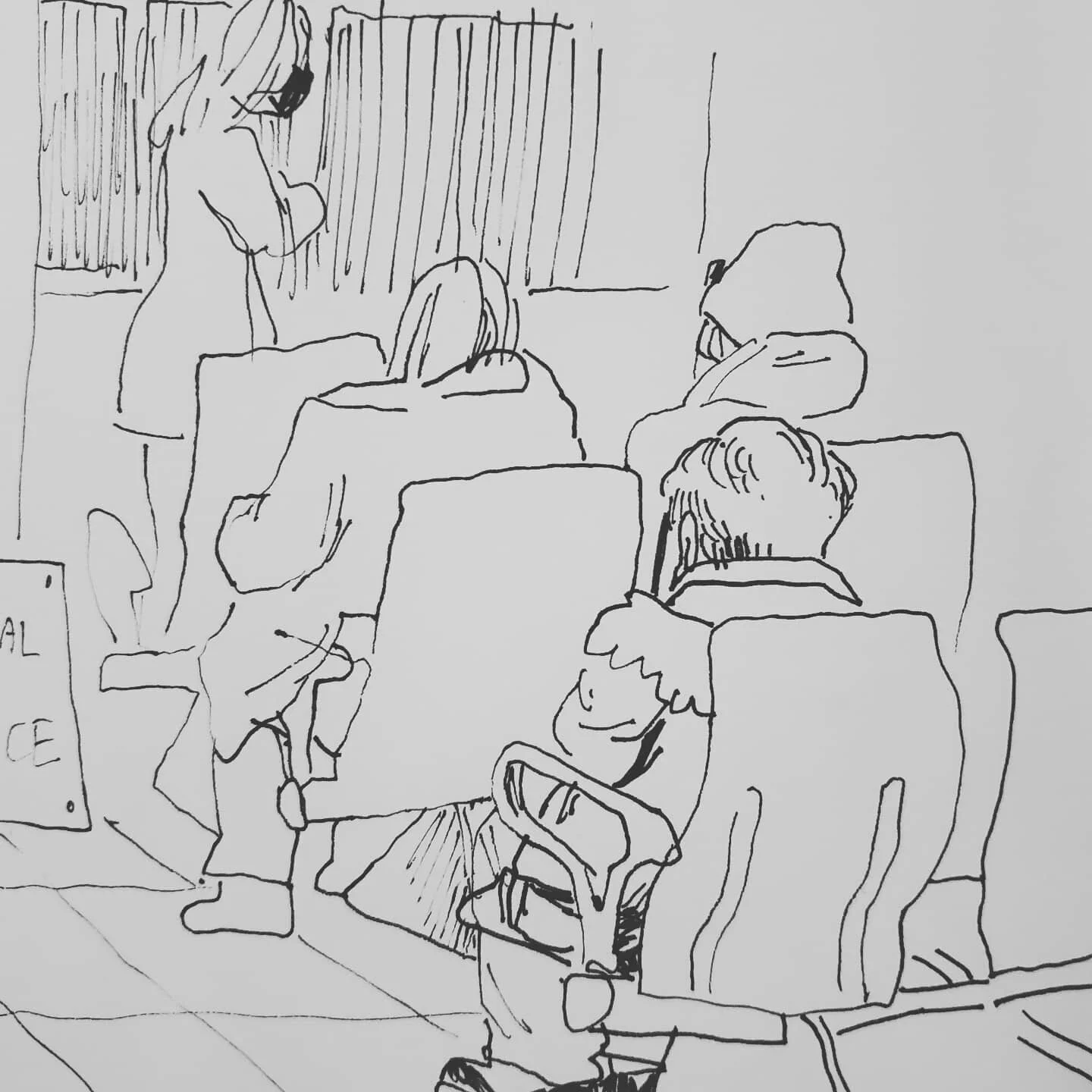 #sketchbooksunday The view from the vaccine waiting room.