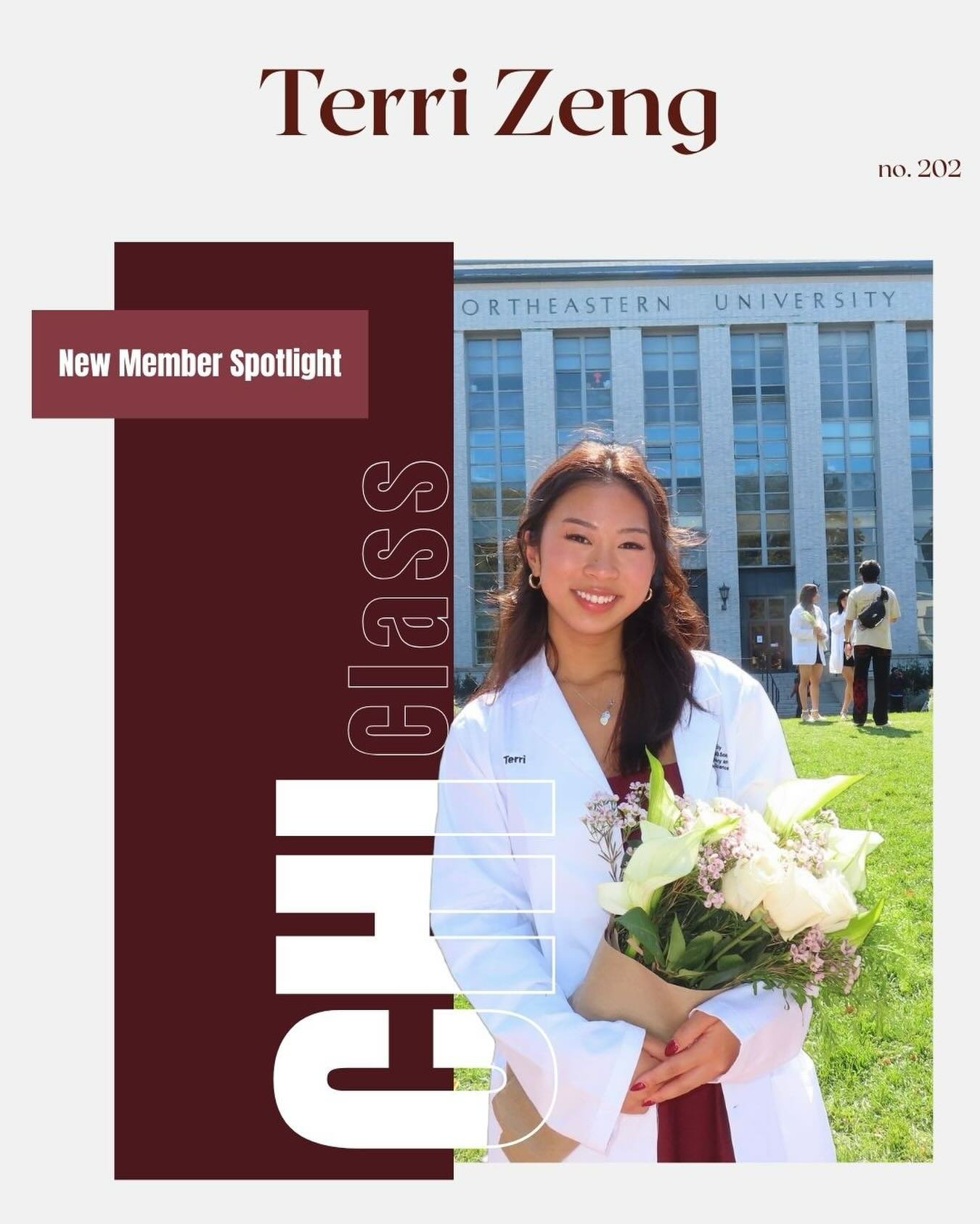 ✨CHI CLASS BROTHER SPOTLIGHT 📣🗣️

Terri is a P2 from Weymouth, MA. She enjoys going on walks, shopping, and cooking in her free time on top of hanging out with friends! Within pharmacy, she&rsquo;s open to exploring different pathways and is excite