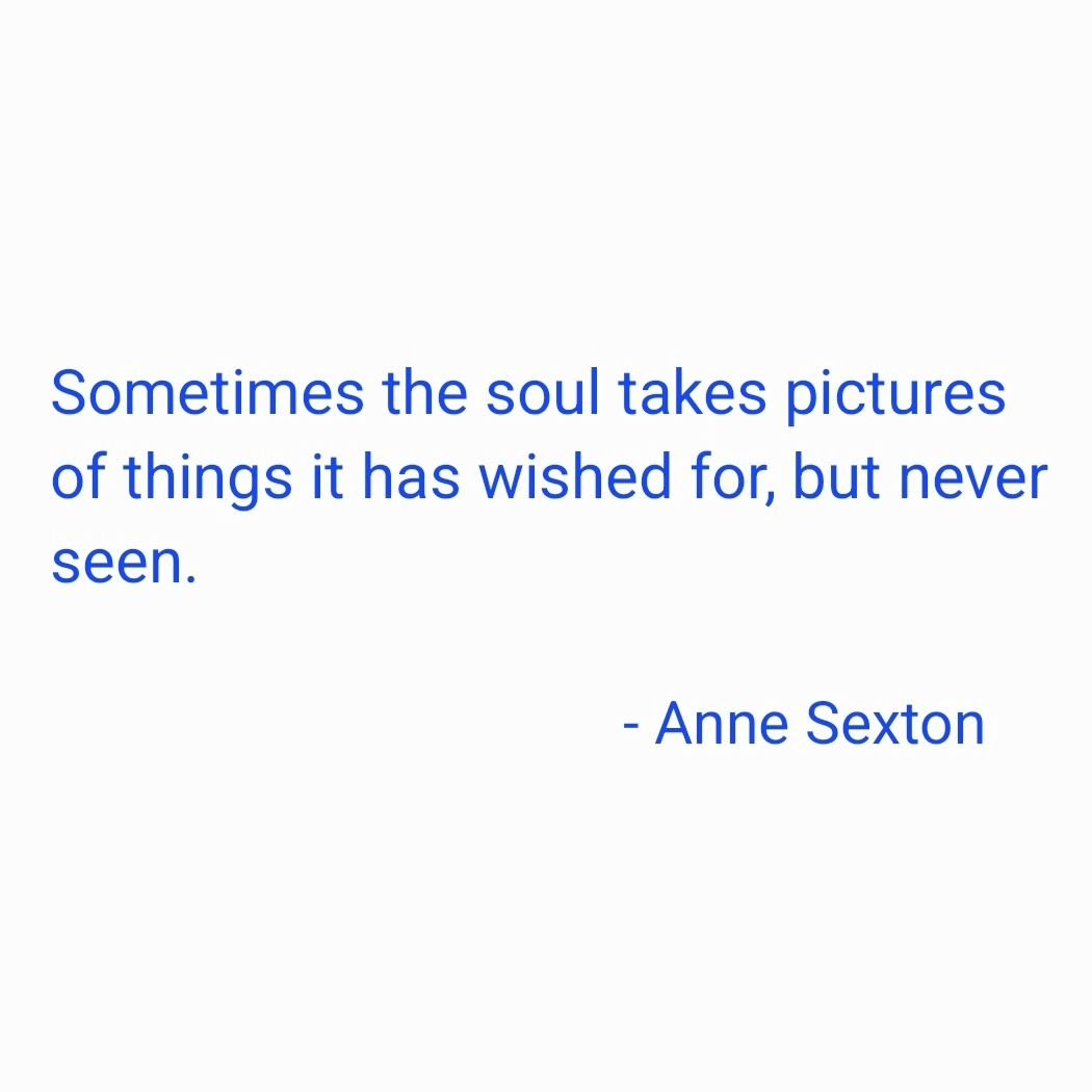 &quot;Sometimes the soul takes pictures of things it has wished for, but never seen.&quot;

- #annesexton