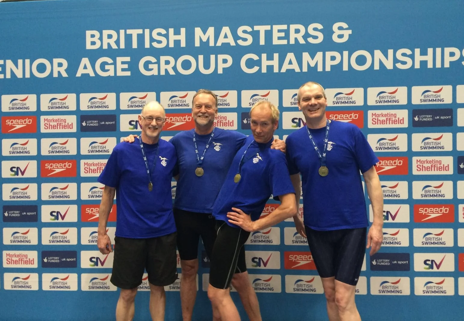 Stephen, Peter, Peter & Paul with their second GB relay record of the meet. 