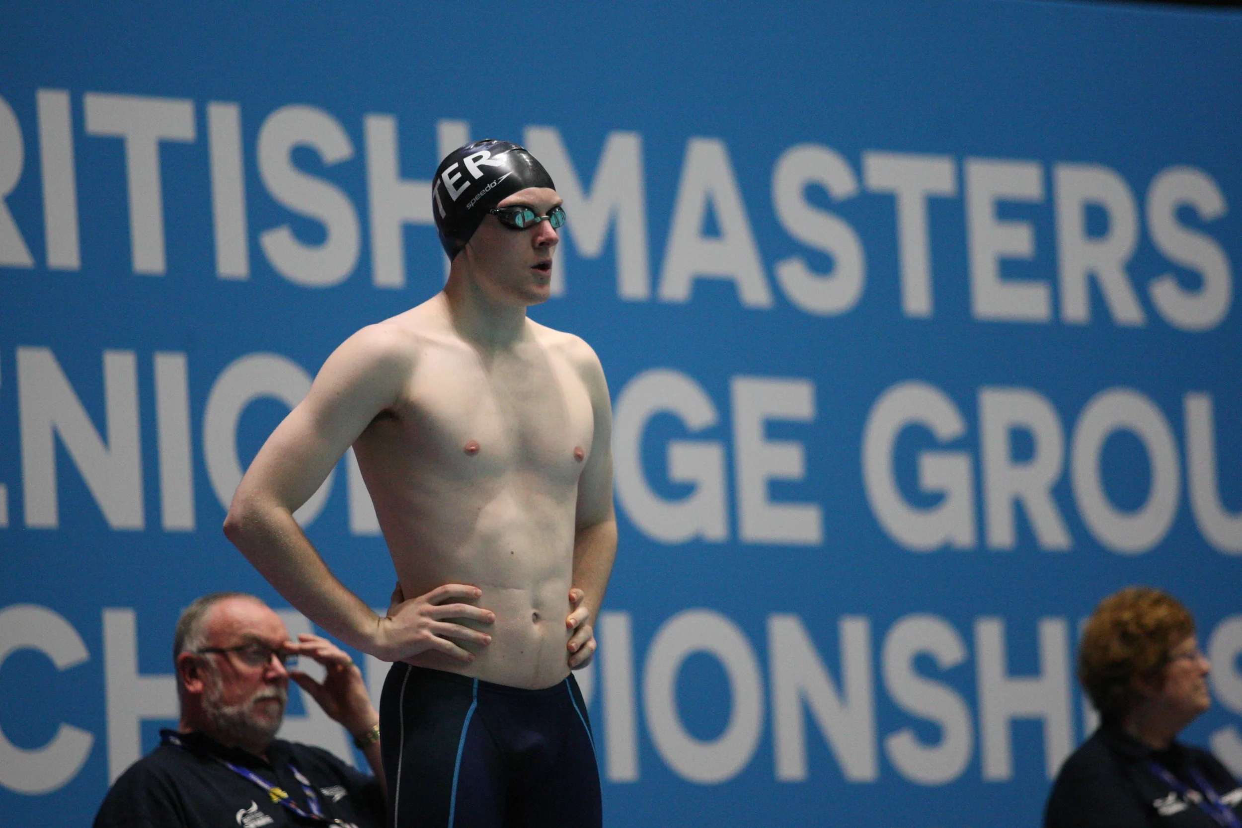  Alex Fraser ready for the mens 18-24 50m Back.