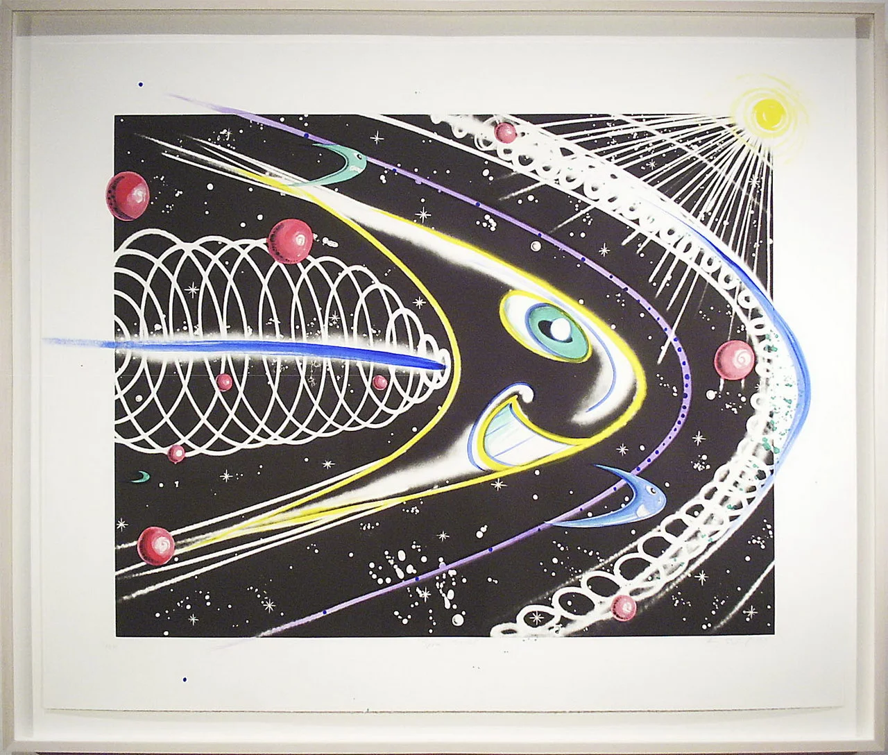 Kenny Scharf, Space Travel, 2002, Line-etching and aquatint with spit-bite aquatint, PMoA Permanent Collection 2002.21.4, Gift of Norma Canelas and William D. Roth