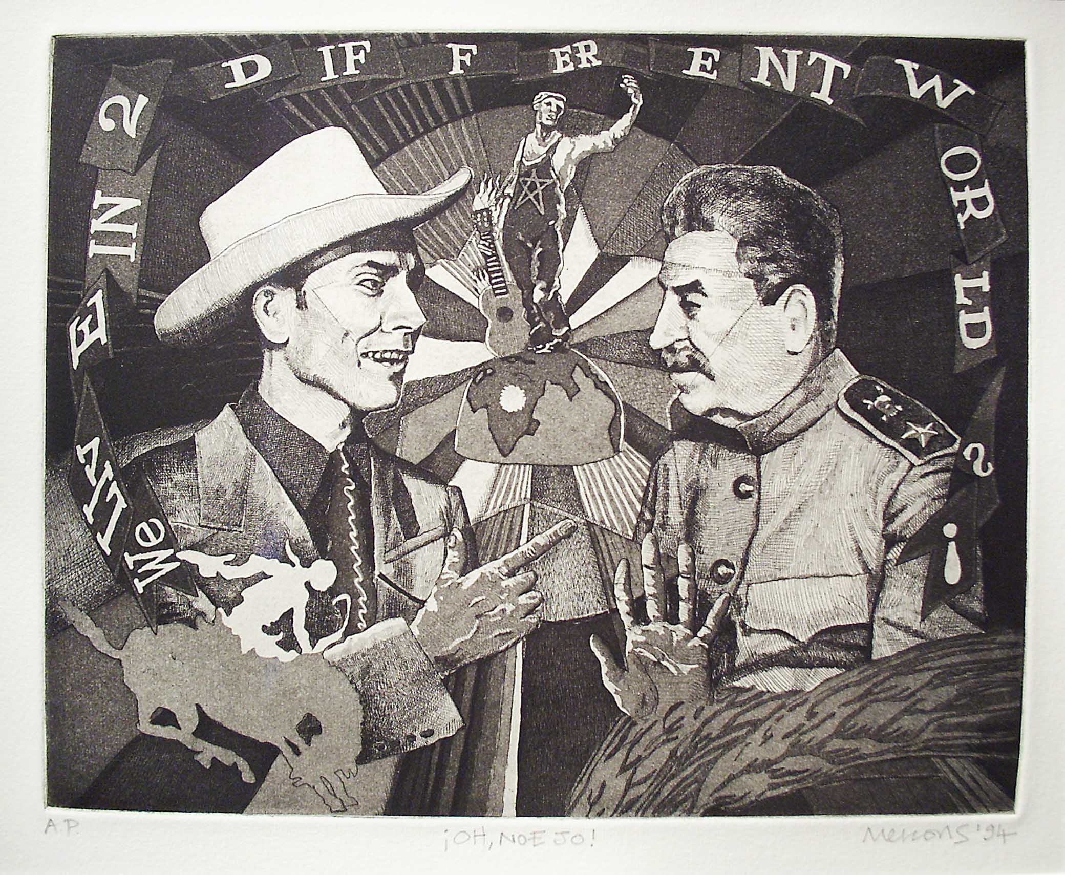 Mekons, Oh, Noe, Jo, 1994, Etching, Polk Museum of Art Permanent Collection 2003.5.4, Gift of the Mekons