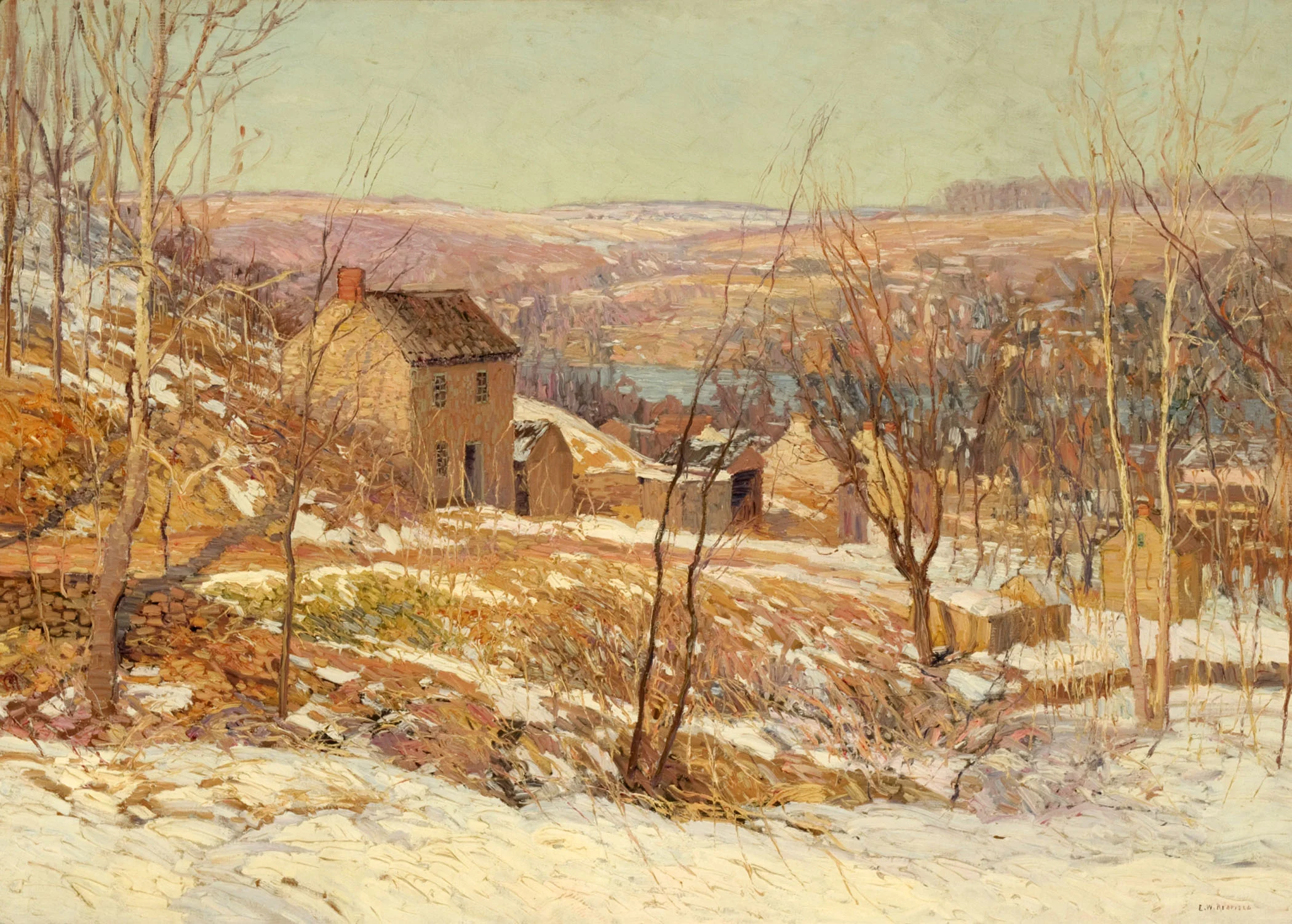 Edward Willis Redfield (American, 1869-1965), Winter in the Valley, c. 1920s, oil on canvas, 36 x 50 inches, Museum Purchase, Reading Public Museum, Reading, Pennsylvania.