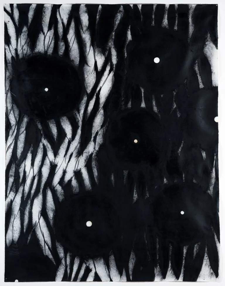 Donald Sultan, Morning Glories, 1991, Ink, chalk, graphite on paper, Gift of Clifton and Dolores Wharton, Polk Museum of Art 2007.1 © Donald Sultan