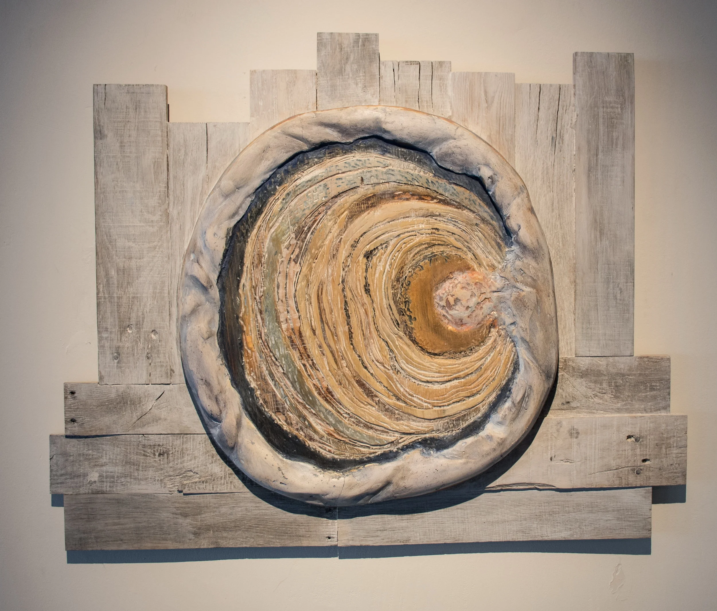 Rachel Stewart, Source , n.d., Re-purposed pallet boards, carved and painted plywood and plaster © Rachel Stewart