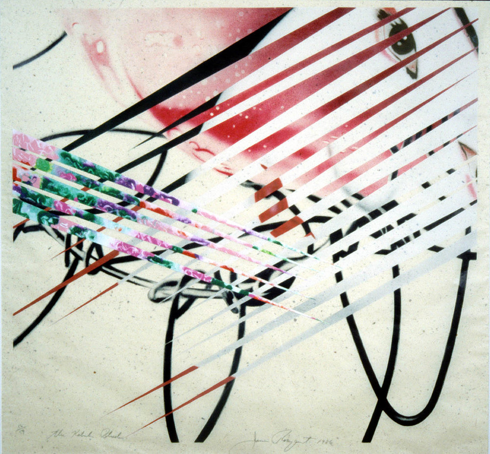 James Rosenquist, The Kabuki Blushes , 1986, Lithograph and monoprint, Polk Museum of Art Permanent Collection 1989.1, Purchase with Kent Harrison Memorial Acquisition Fund © James Rosenquist